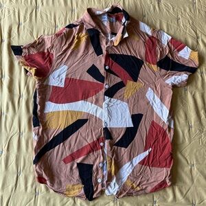C&A Slim Fit Men's Multicolor Abstract Button Down Shirt size Medium